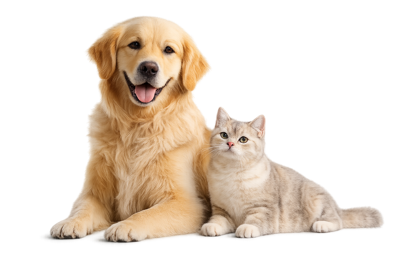 Golden retriever and cat